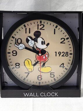 Disney Mickey Mouse 10" Wall Clock Retro 1928 Design Moving Hands NIB Accutime